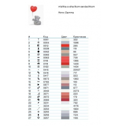 Схема вышивки - Мишка с шариком-сердечком - Палитра